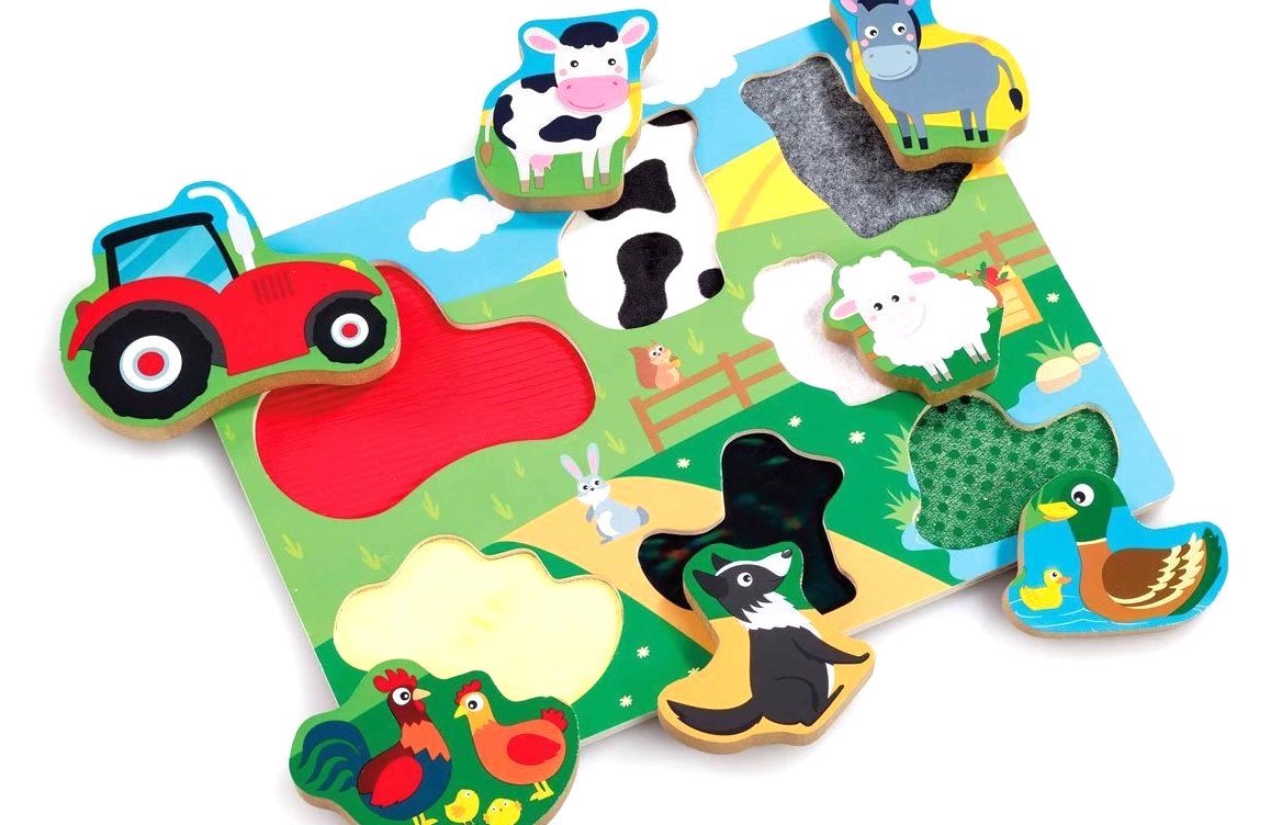 Gift ideas for 2 year old boys Woodlets Touch and Feel Farm Puzzle