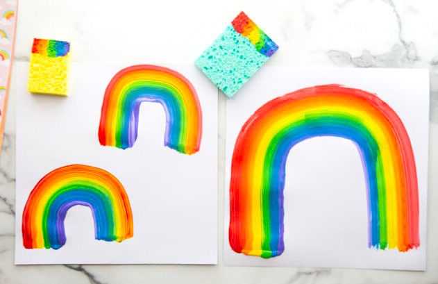 10 easy arts and crafts activities for kids to do this summer Rainbow Sponge Painting