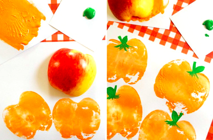 10 easy Halloween crafts for kids Pumpkin Apple Stamps