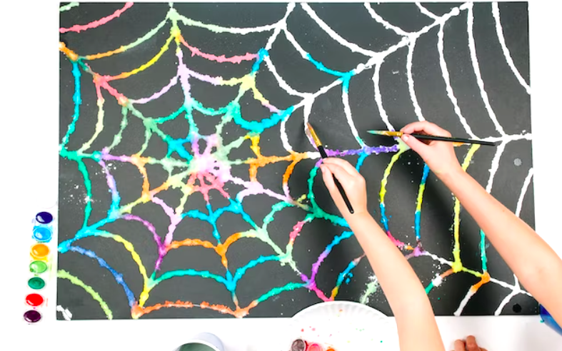 10 easy Halloween crafts for kids Salt Spider Web