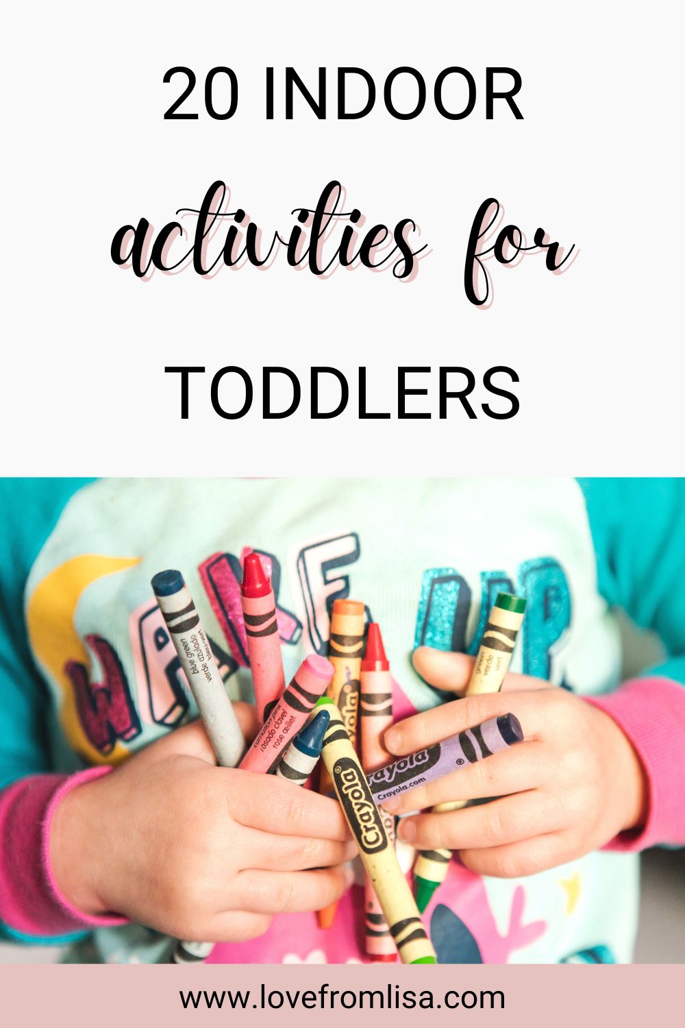 20 indoor activities for toddlers that will entertain your toddler at home, including toddler messy play, toddler arts and crafts, toddler games, and more.