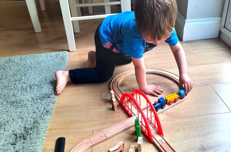 Squirrel Play Wooden Train Set Review fun for toddlers