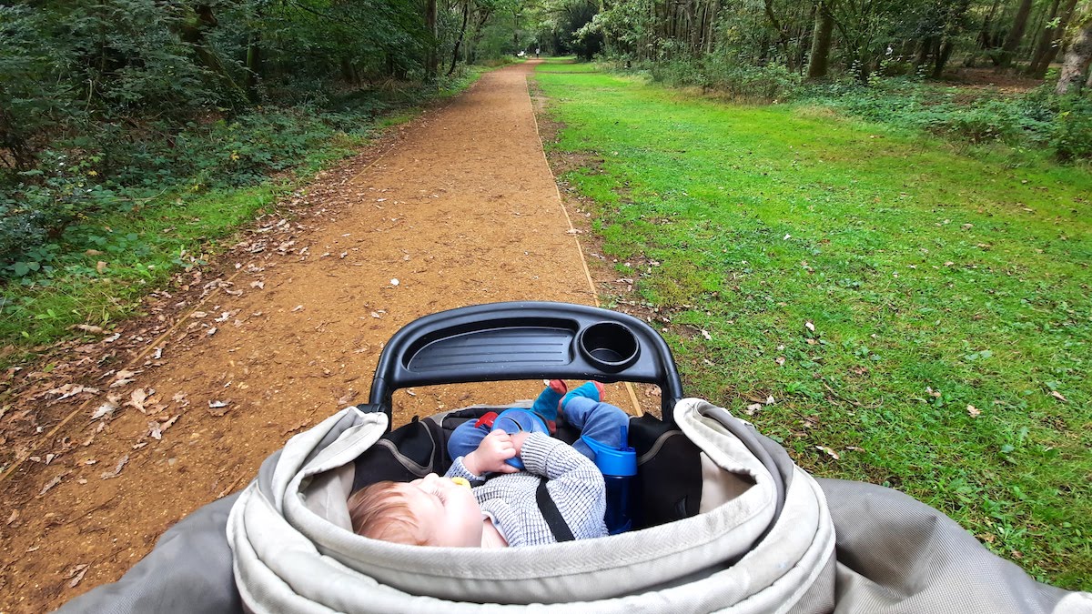Things to do differently with a second baby toddler in buggy on a walk