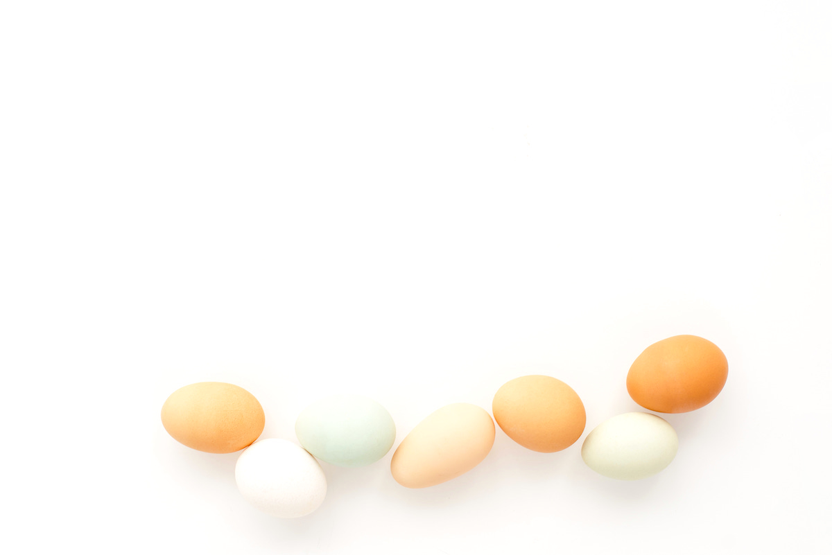 Easter egg hunt ideas for toddlers - fresh eggs in a line.