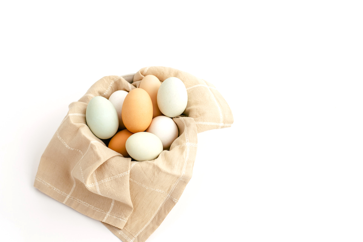 Easter egg hunt ideas for toddlers - bag of fresh eggs.
