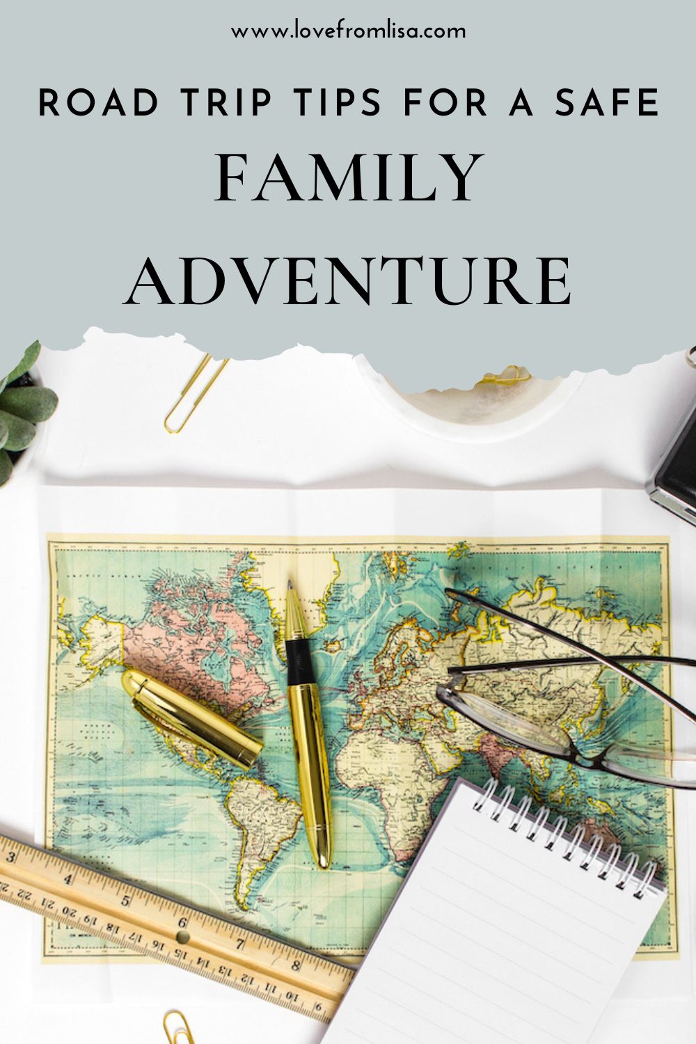 Road trip tips for a safe family adventure Pinterest graphic
