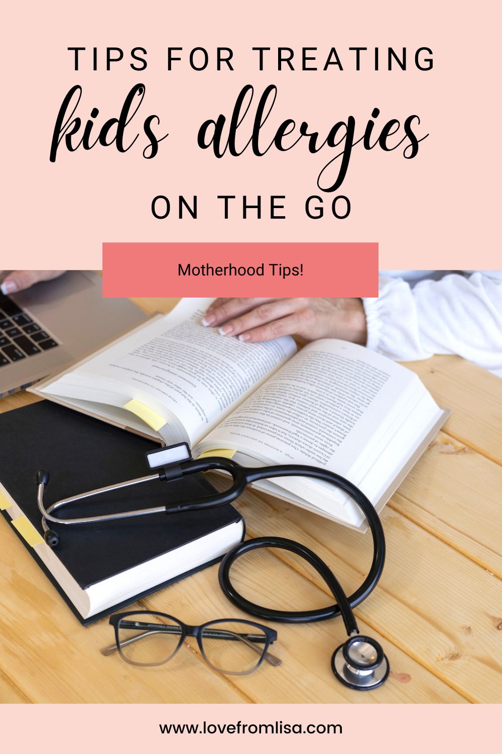 Tips for treating kid’s allergies on the go Pinterest graphic