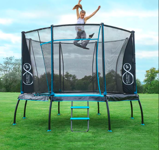 Top outdoor toys for kids of all ages - woman jumping on a trampoline.
