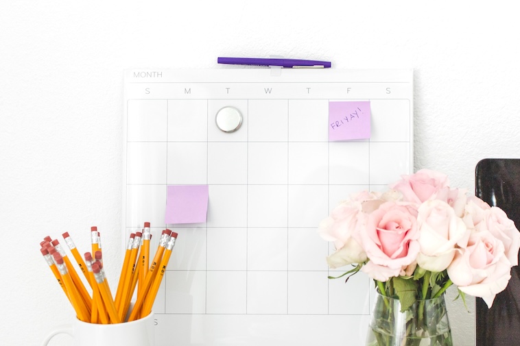 Family calendar, roses, pencils - things you need to help with family organisation.