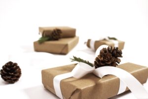 2 gifts wrapped for Christmas - Christmas wrapping is something to add to your Christmas bucket list.